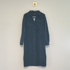 Chadwicks of Boston Corduroy Shirtdress 12 Purple Multicolor Paisley Long Sleeve